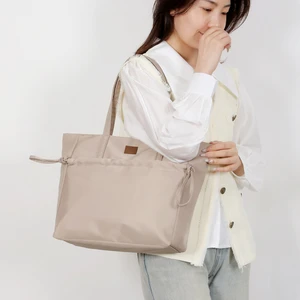 Wholesale Custom Logo Women's College Canvas Tote Bag Reusable Casual Solid Colors Zipper Shopping Bag with Pocket