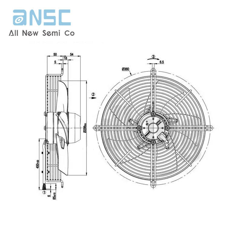 Original Axial fan S2D300-AP02-30 300mm 400V 210/300W 2580/2750PM Rectifier cabinet Computer fan