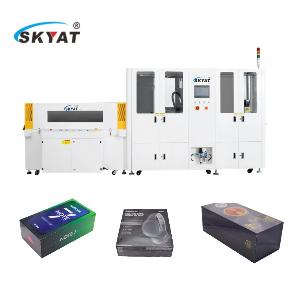 Electric Automatic Zero Fold Shrink Wrapping Machine for Cigarettes Tobacco  Beverage Bags Pouches Film Plastic High Accuracy