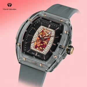 TSAR BOMBA Luxury Quartz Women's Watch Tonneau Case Shape 35mm Dial Diameter 18mm Band Width Fashion Style