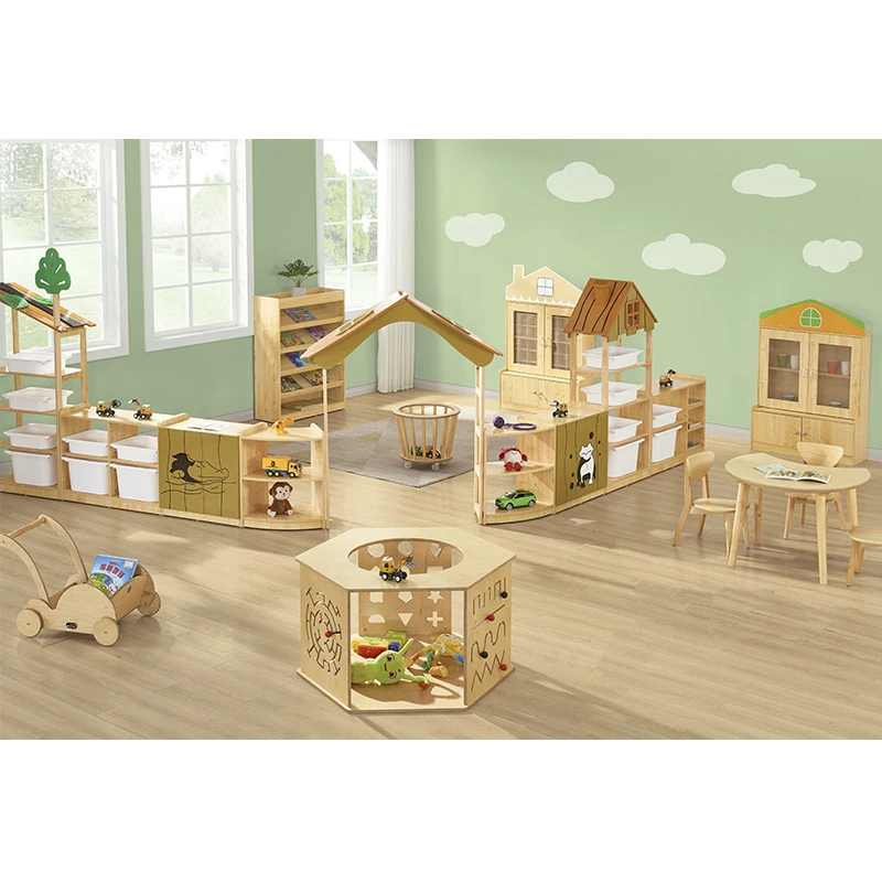 Moetry Quality Wood Childcare Furniture Storage Furniture Set Toy