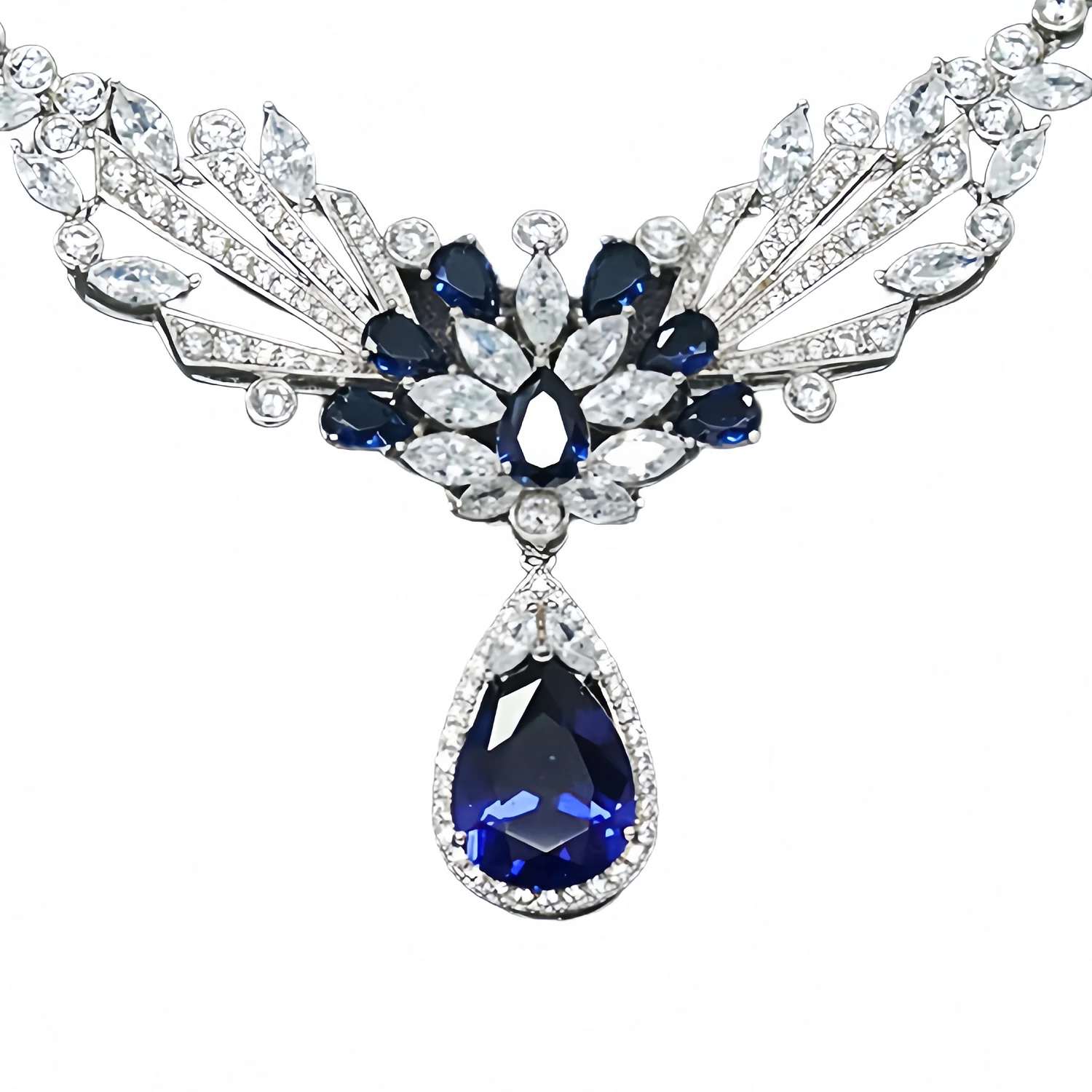 MUSHAN Jewelry Factory S925 Silver High Carbon Diamond Jewelry Necklace Synthetic Sapphire Water Drop Shape Pendant Necklaces