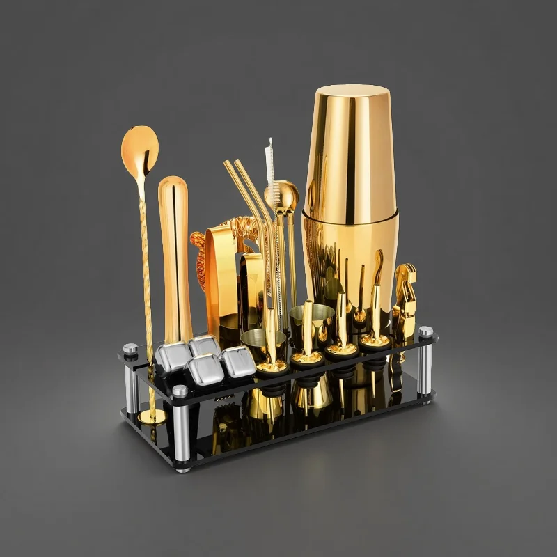 Customized Senior Bartender Reusable Multi-Capacity Stainless Steel Cocktail Shaker Gift Set Engraving Options Customized Color