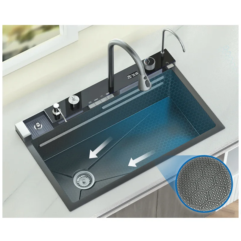 Multifunctional waterfall kitchen sink. Мойка водопад. Водорад на мойку. Nano Multi-function.