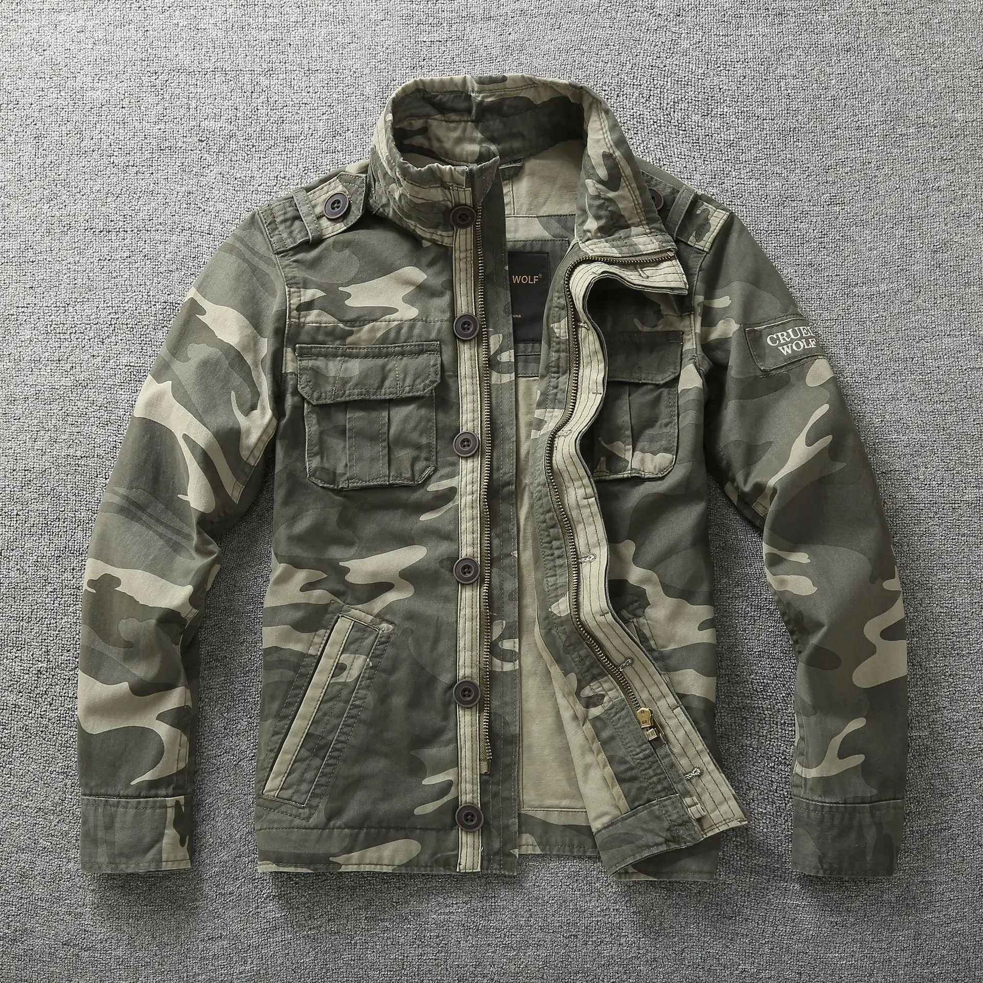 Windproof Camouflage Cotton Men's Racer Jacket Fabric Motorcycle