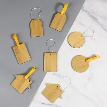 Wholesales Bamboo Luggage Tag Eco-friendly Wooden Travel Custom Luggage Tag Bamboo Wooden Hanging Tag