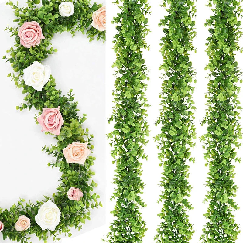 Manufacturers Wholesale Artificial Ivy Leaf Plant Greenery Eucalyptus Vine 1.8 M Ins Eucalyptus Hanging Garland False Suspension