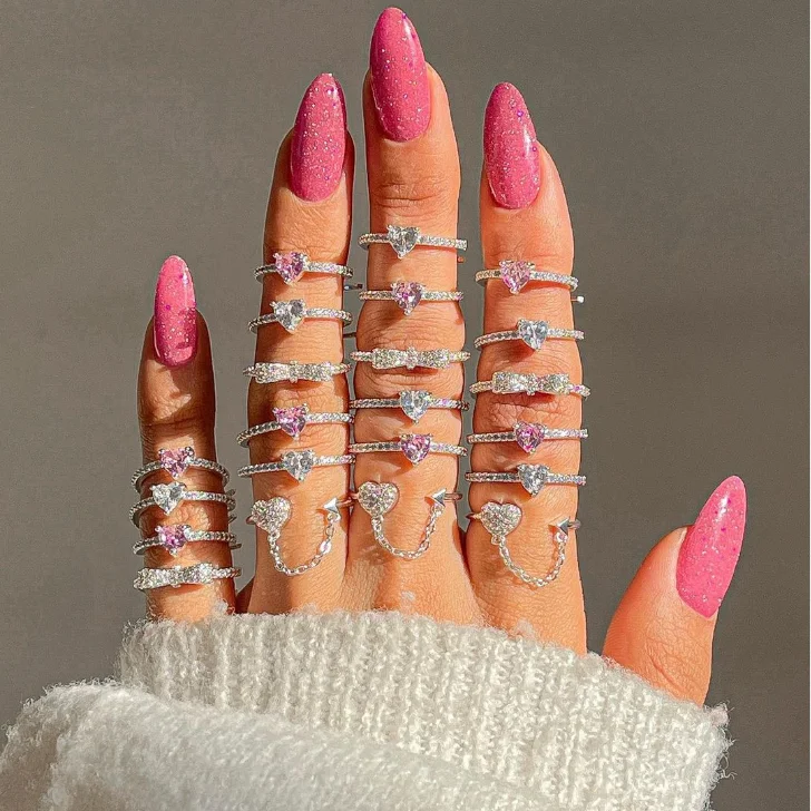 Elli Anillos Mujeres Pila Básico Minimalista Con Cuarzo Rosa En Plata