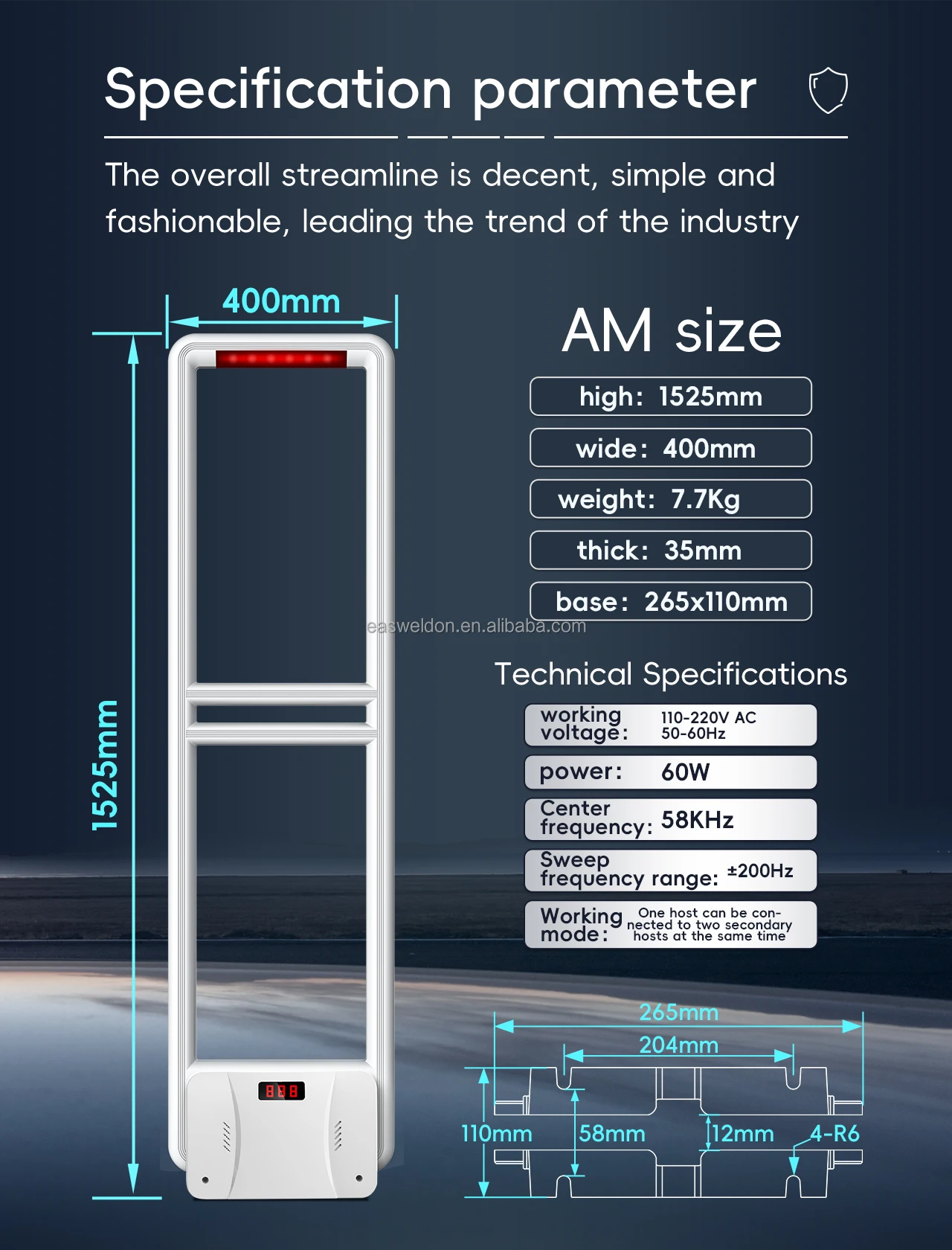 Supermarket Anti-theft System Theft Detector 58khz Frequency Jammers Merchandising Alarm Door