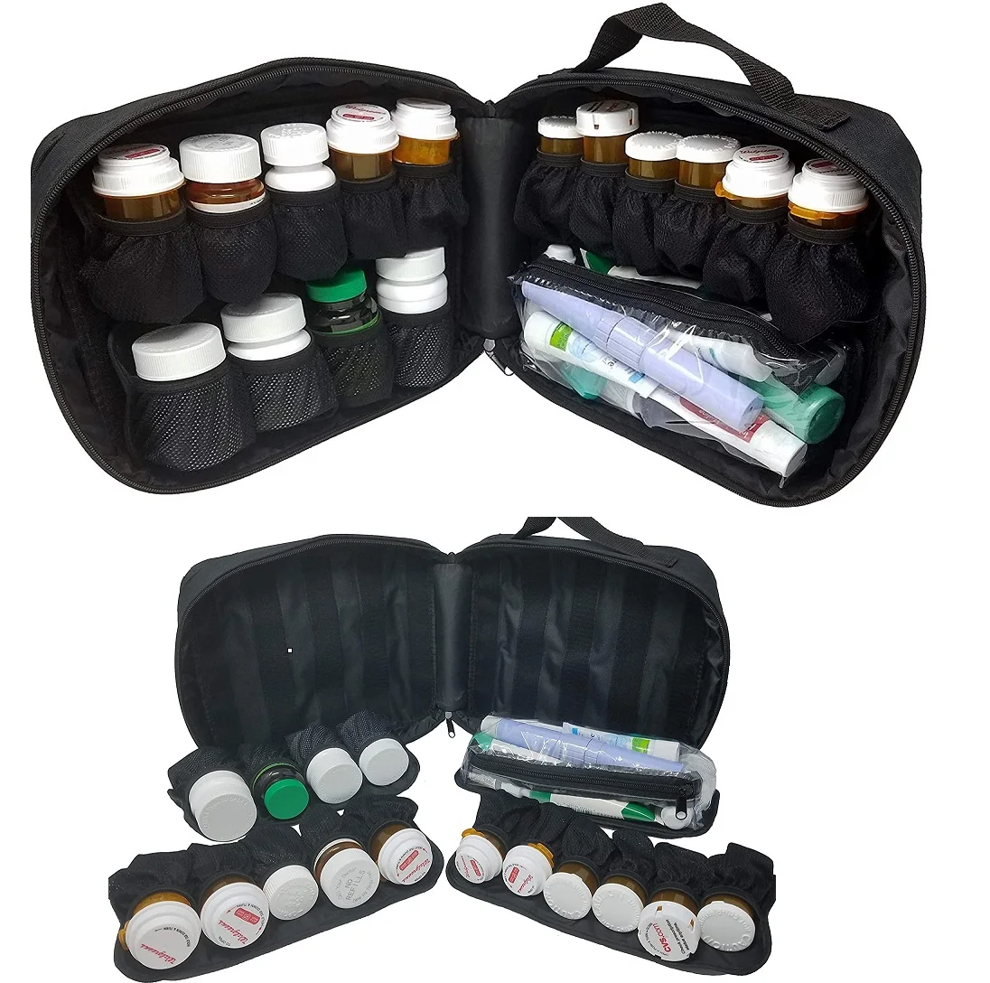 Large Padded Pill Bottle Organizer Medicine Bag Case for 