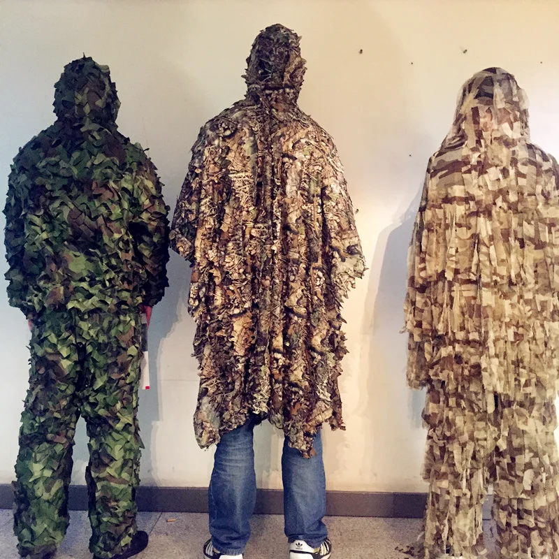 Ternos Ghillie camuflados 3D para homens, roupas de caça Sniper, tiro  tático militar, jogo de guerra