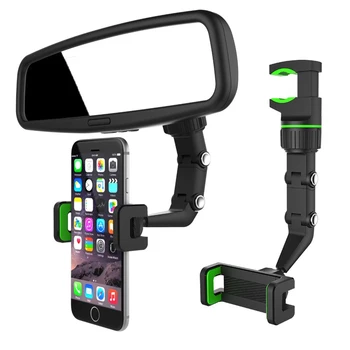 360 Rearview Mirror Phone Holder, Universal Car Phone Holder Mount, Car Rearview Mirror Mount Phone and GPS Holder