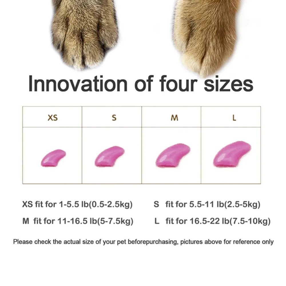 New FASHION colorful Cat Nail cover soft cat Claw Soft Paws 20 PCS/lot with free Adhesive Glue Size XS S M LGift for pet