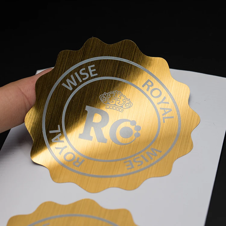 product custom small round logo brushed silver glossy vinyl sticker labels print personalizados waterproof adhesive stickers sheet-1