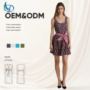 2026 New Printed O-neck Casual Dress, Women's, Summer Mini Dress, Daily Wear