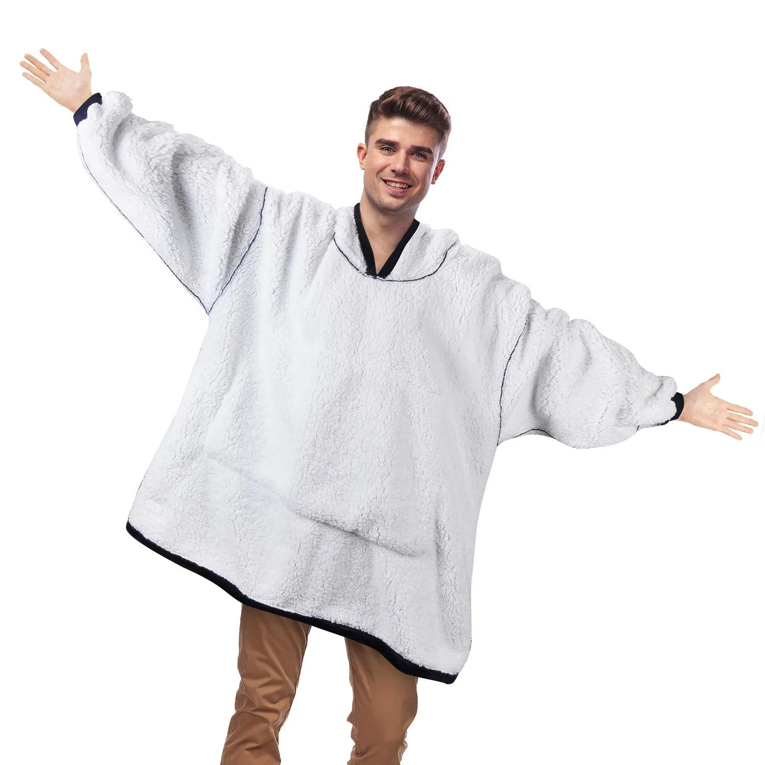 Oversized Sherpa Fleece Wearable Blanket Hoodie Custom Christmas Hoodie ...