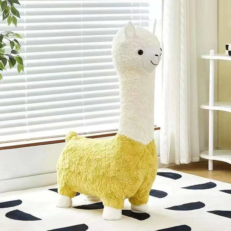 Ruunjoy Alpaca Plush Chair Soft Plush Bench Plushies Alpaca Lama Seat Lama Doll Alpaca Stool Kids Children Students Chair Stool