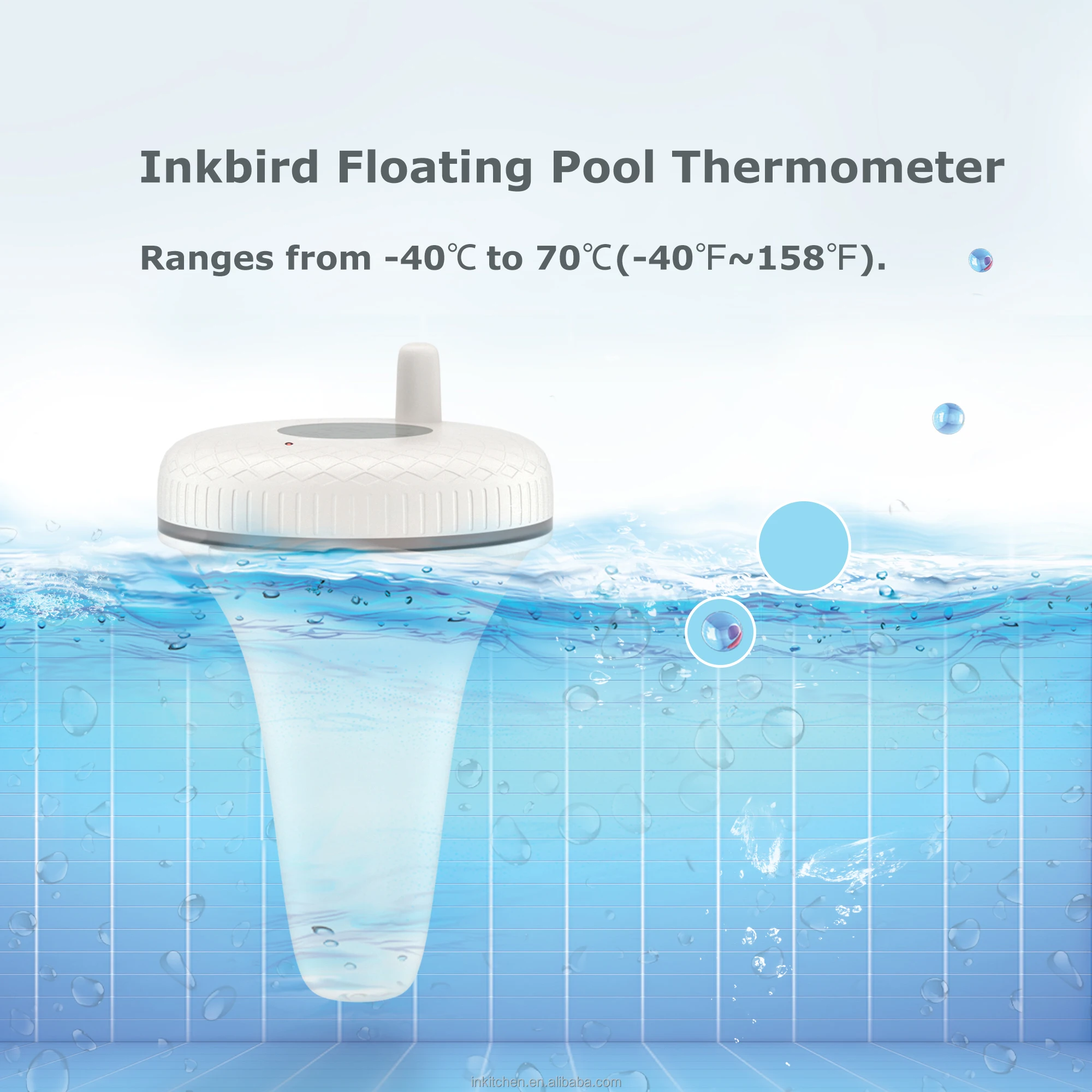 INKBIRD IBS-P01B Bluetooth Indoor Outdoor Floating Pool Thermometer for  Swimming Pool, Bath Water, Spas, Aquariums & Fish Ponds