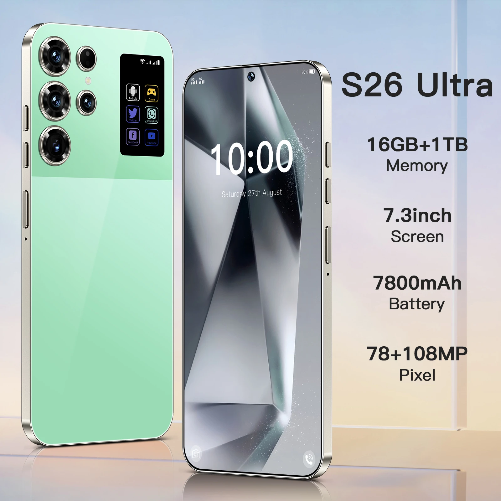 Android 15 S26 Ultra ミントグリーンスマートフォン 本体 Android 15