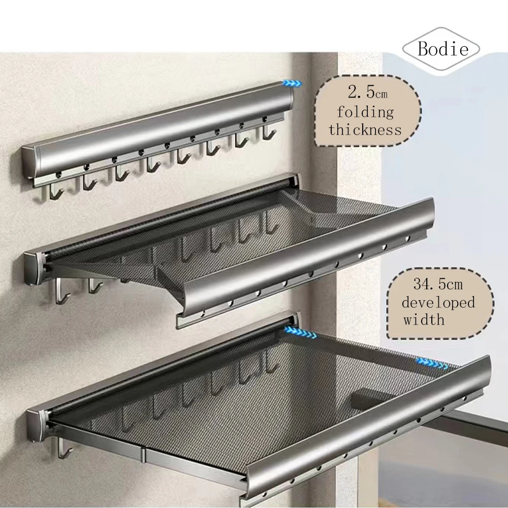 Foldable Clothes and Hat Rack Space-saving Solution Clothes Drying Rack Foldable with Hooks for Bathroom and Balcony