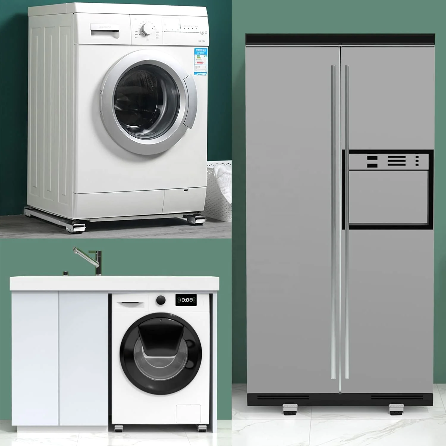 Washing Machine Stand with Swivel Wheels Movable Durable