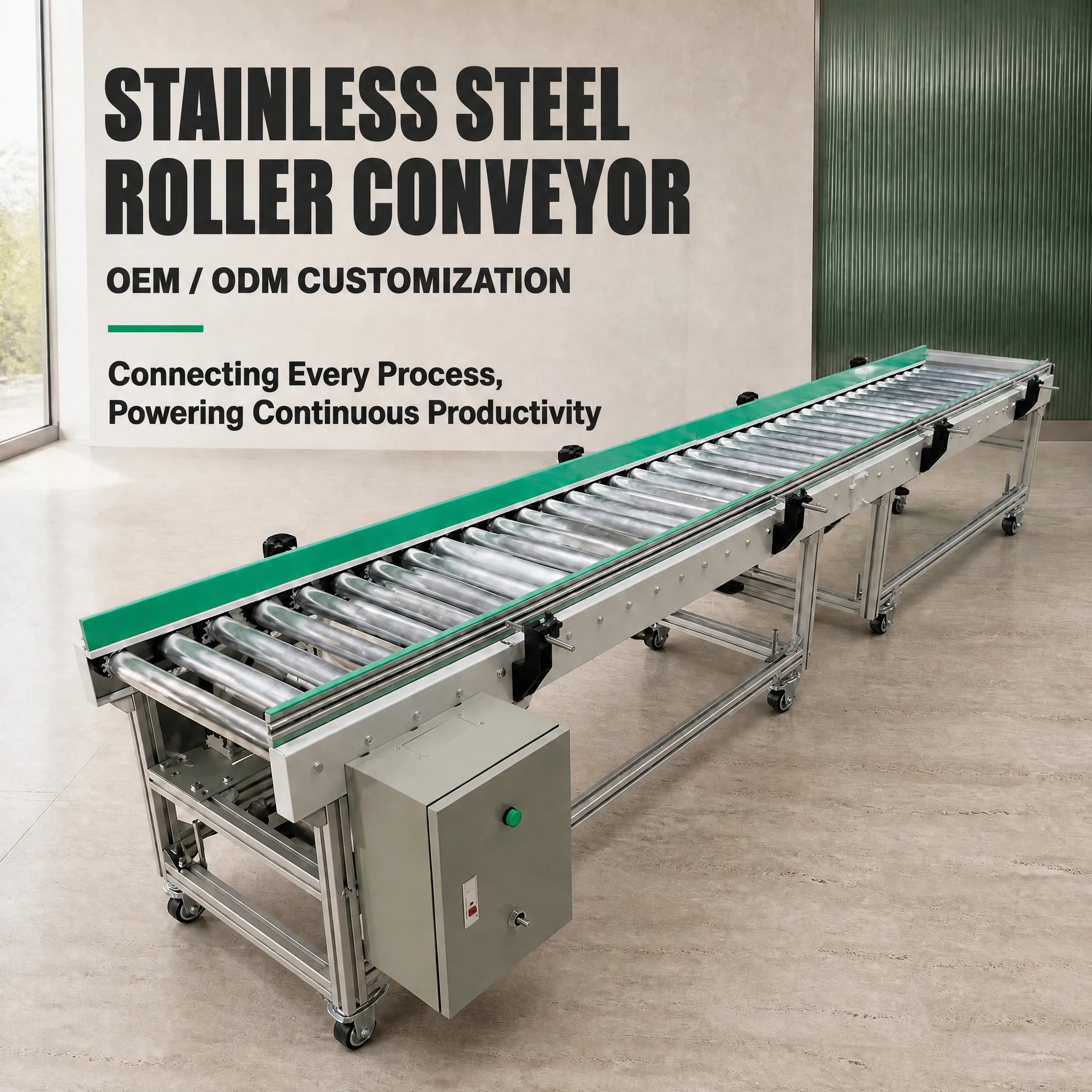 Gravity Roller Conveyor with Stainless Steel Frame