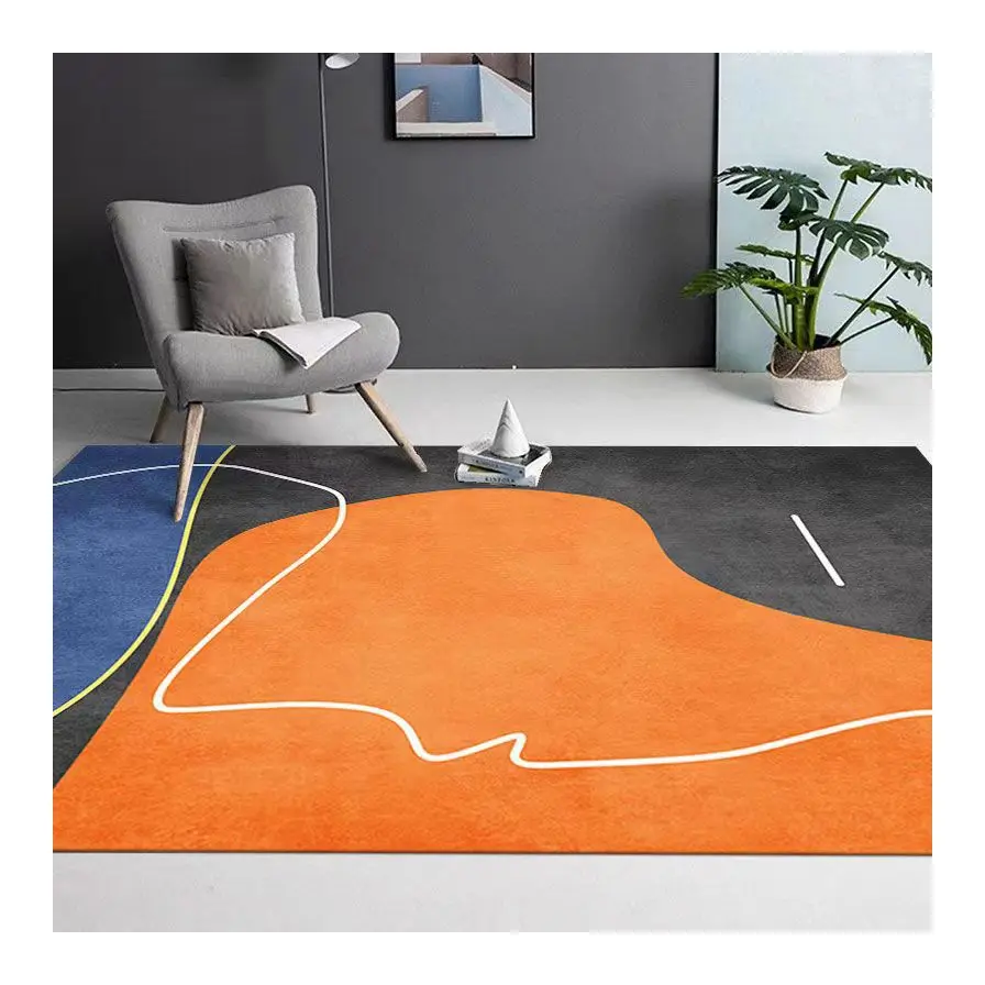 2023 Trending Custom 3d Printed Carpet Rugs Orange Geometric Carpets for Living Room Large Bedroom Area Rugs and Carpet