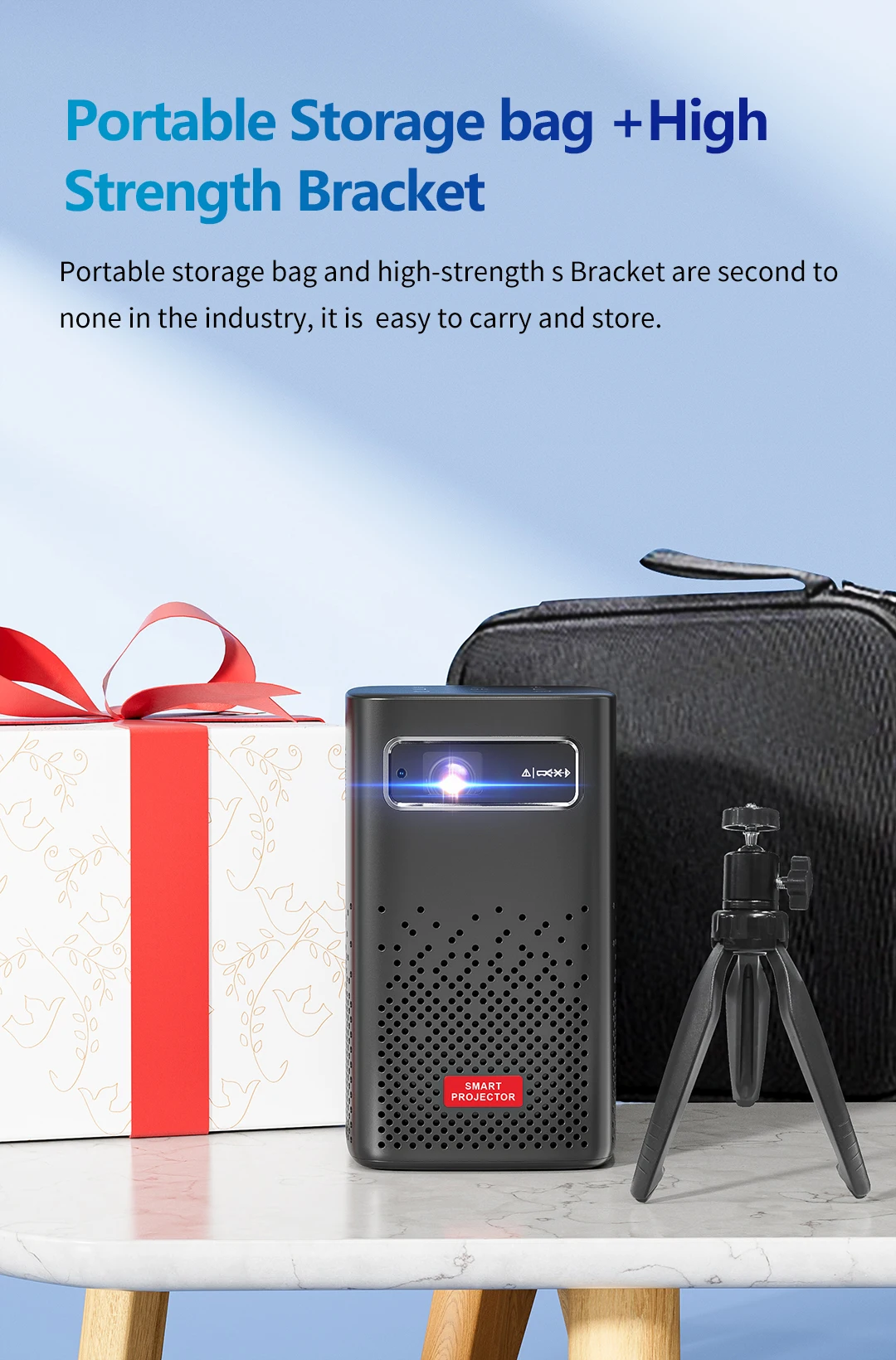W&F M2 540P with Battery WIFI Display Android Video Projector for Smart Home 4K Portable Compact Projector