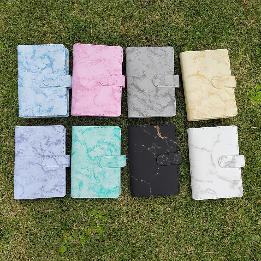 Marble Binder Clip Organizer Loose Leaf Pu Leather Notebook A5 A6