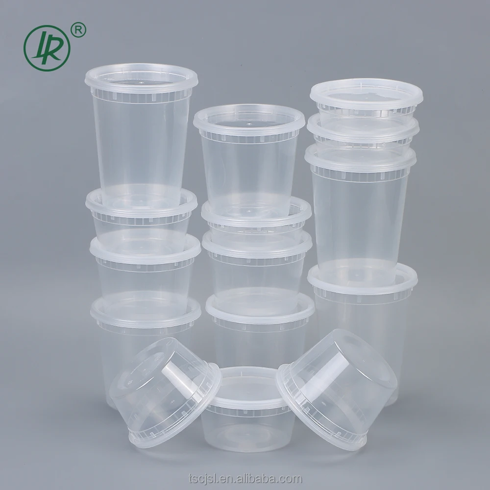 Food Storage Deli Containers with Lids 8oz, 12oz, 16oz, 24oz, 32oz Freezer Clear Deli Cups, BPA-Free Leakproof Round Meal Prep