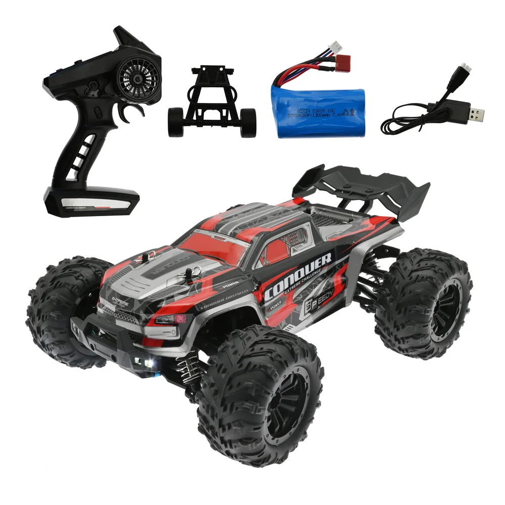 Télécommande voiture 2.4ghz rc voiture tout-terrain 38km / h 1: 16  tout-terrain monster truck jouet avec batterie 390 moteur pour garçons  enfants