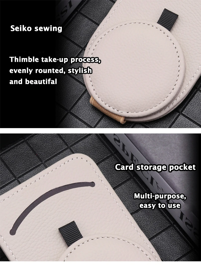 2 In 1 Universal Car Visor Eyeglass Hanger Clip Ticket Card Pocket