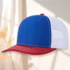 Red with blue and white