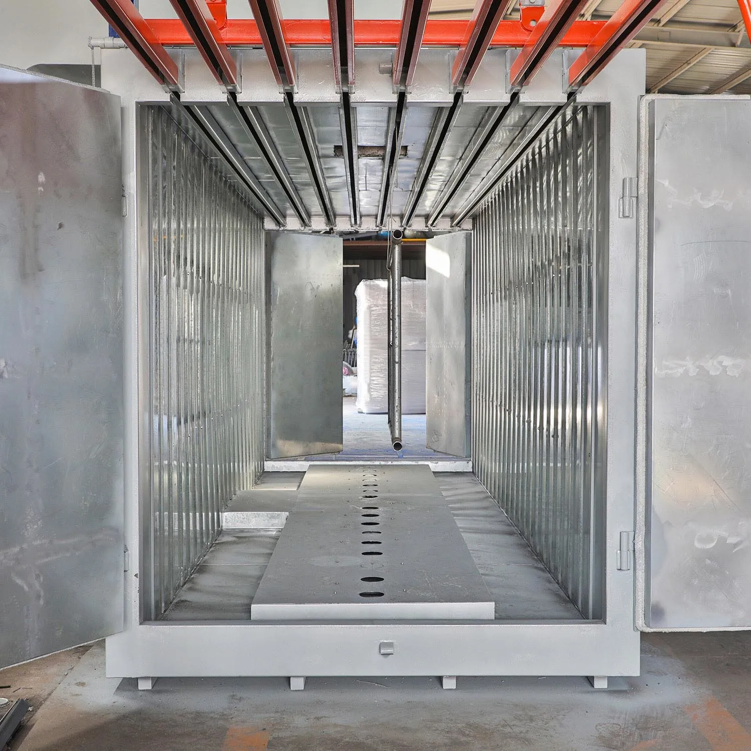 Compact  Batch Manual Powder Coating Plant Aluminum Profile Spray Painting Horizontal Line