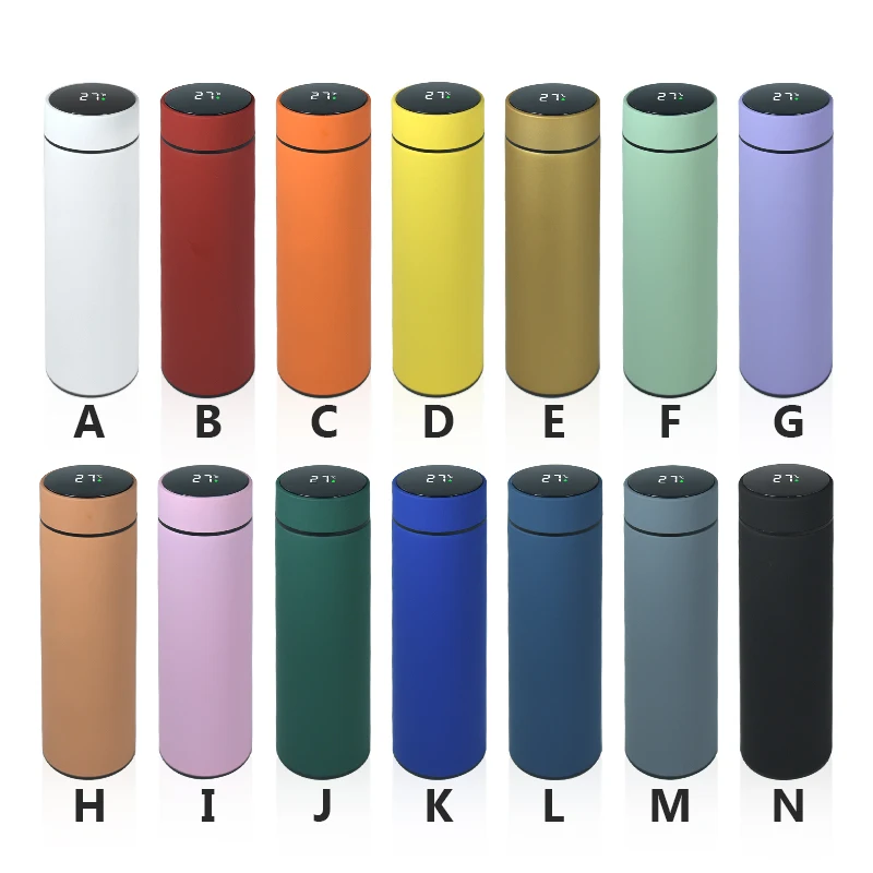 Factory in Stock 17oz LED Temperature Display Thermal Vacuum Flask Matte Rubber Paint Stainless Steel 500ml Smart Water Bottle