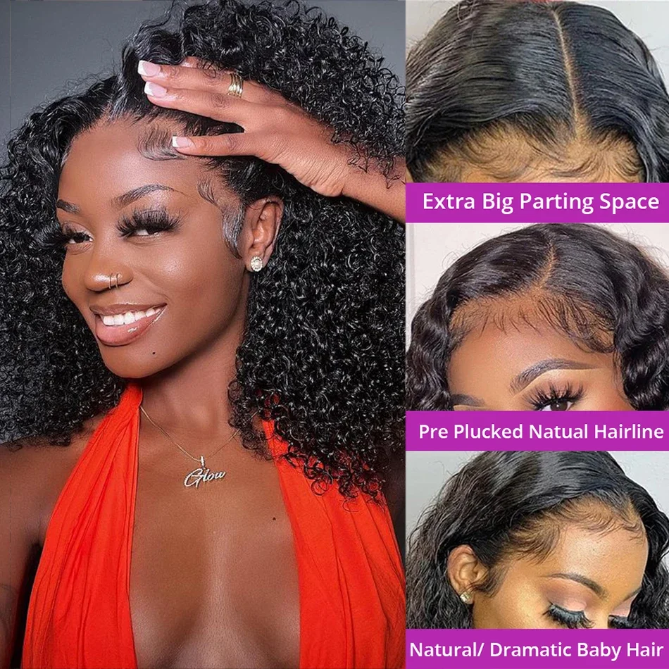 Curly Swiss Lace Wig Human Hair Deep Wave Brazilian Lace Frontal Water Wave Closure Wigs_voghion.com