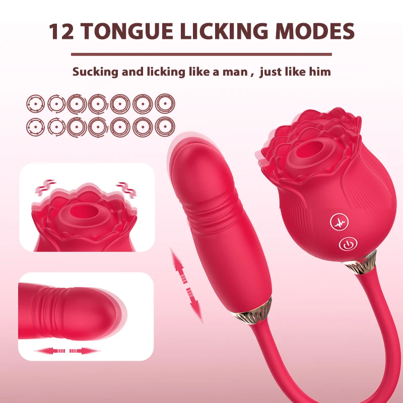 Double Headed Rose Vibrator Toy Sucking Dildo Vibrator G Spot Clitoral Sucking and Vibrating Rose Sex Toy for Women Double Headed Rose Vibrator Toy Sucking Dildo Vibrator G Spot Clitoral Sucking and Vibrating Rose Sex Toy for Women