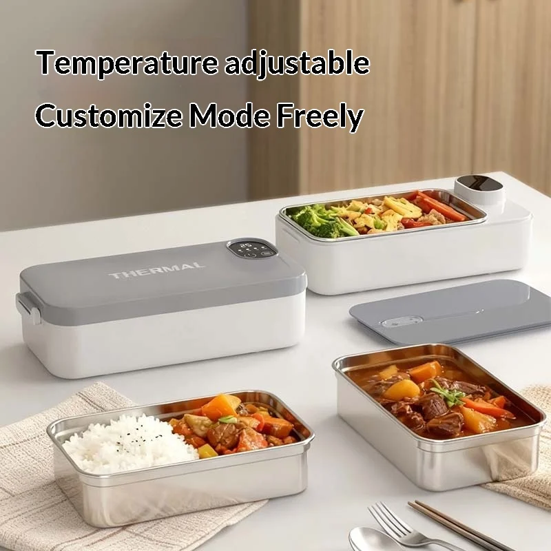 New Portable USB Rechargeable Heating Lunch Box Fast Heating Intelligent Digital Display Electric Lunch Box Warm Meals Office