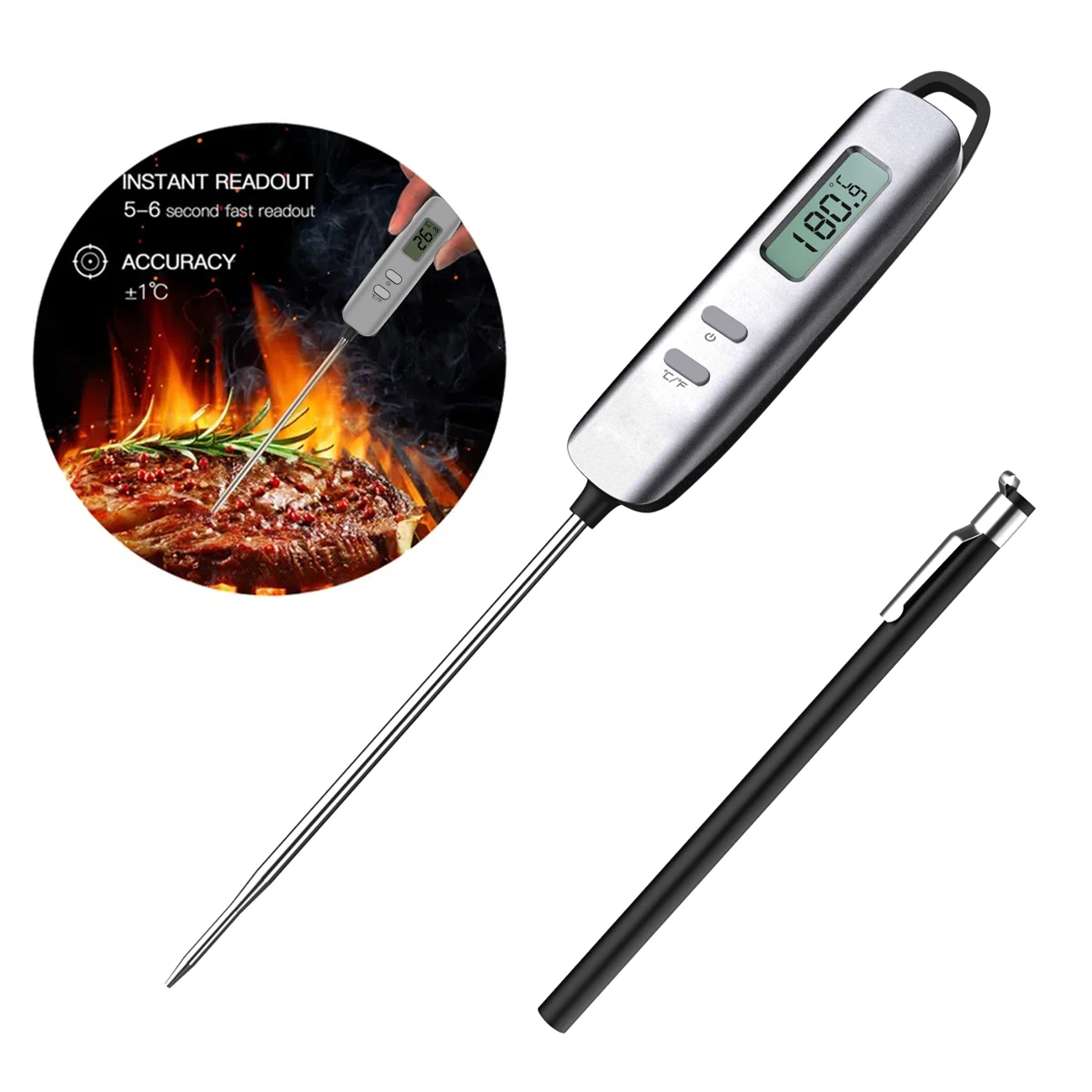 Habor Instant Read Digital Meat Thermometer and Timer with Steel