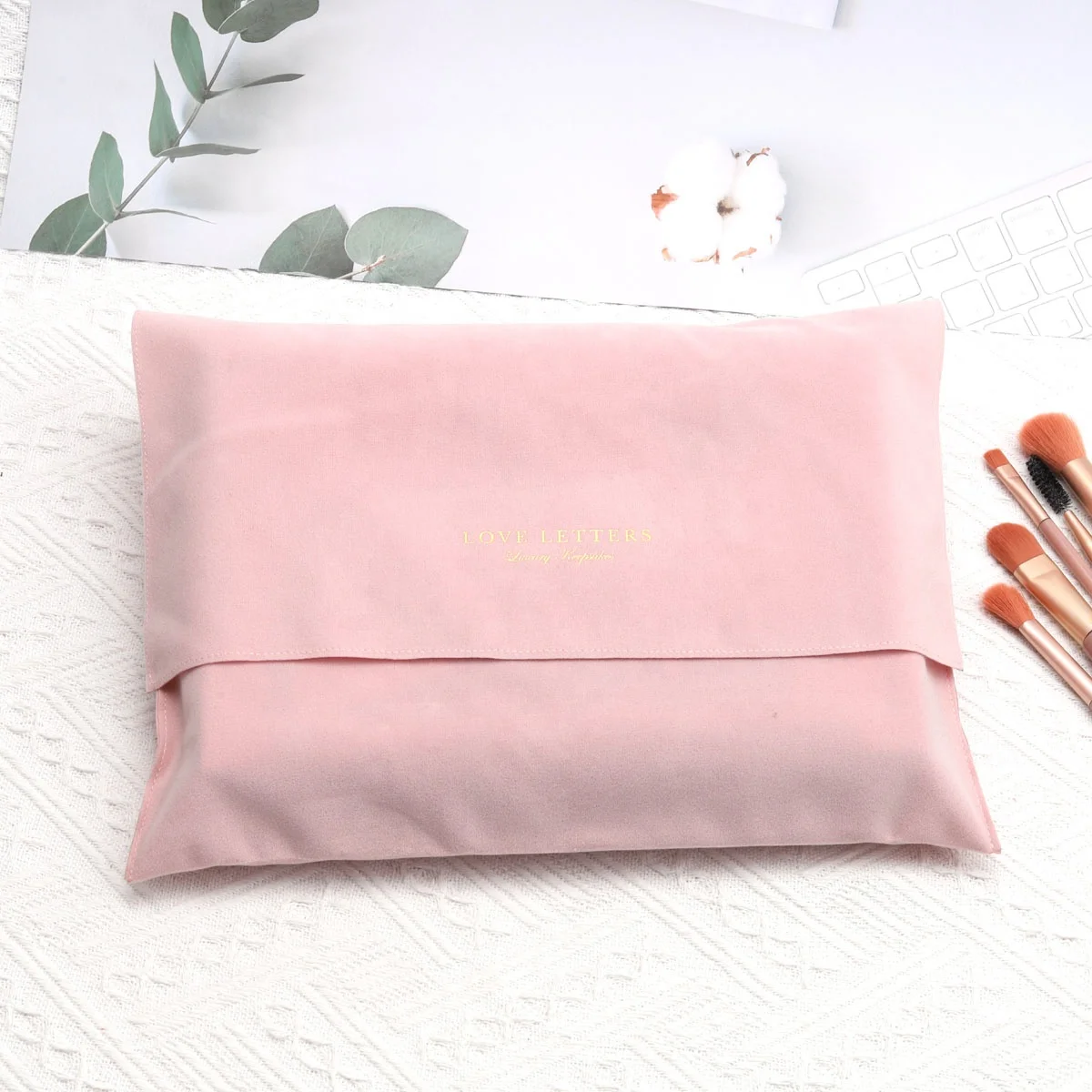 OEM Wholesale Pink Velvet T-Shirt Handbag Wallet Dust Bag Custom