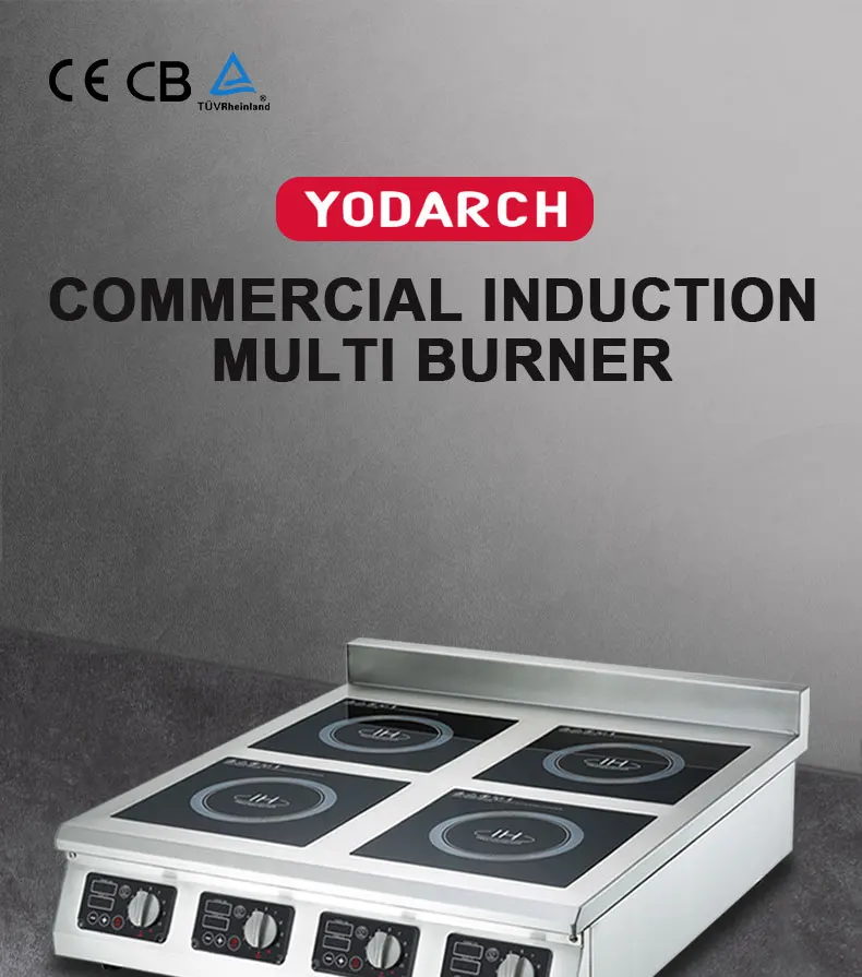 201 Stainless Steel 4 Burner Tabletop Commercial Induction Cooker 3500w
