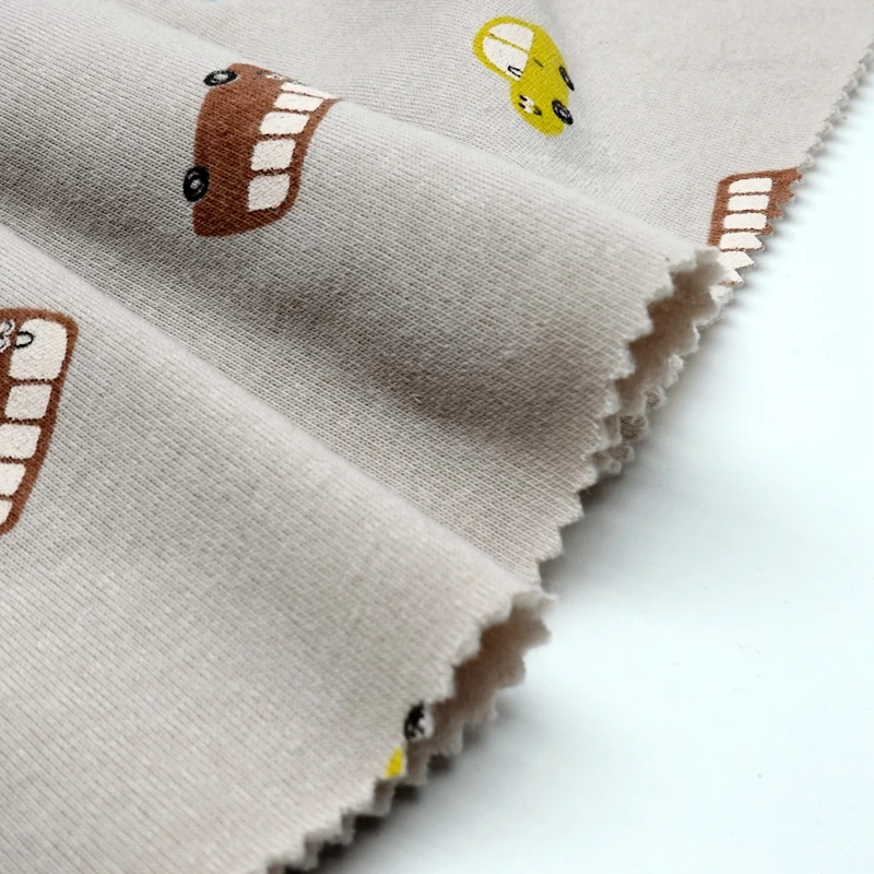 Мультяшная Автомобильная 75% полиэстер 25% хлопок вязаный на заказ пигментный принт 220GSM Матовый французский махровый флисовый материал