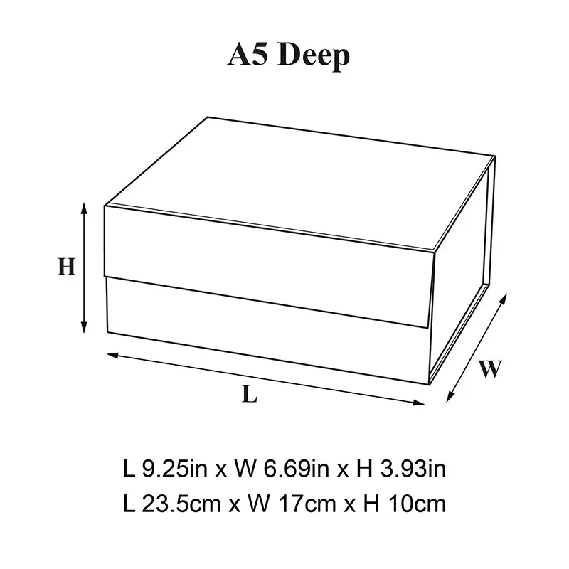 Deluxe A5 Deep Stock Grey Color Magnetic Folding Presentation Gift Box with Ribbon Tie
