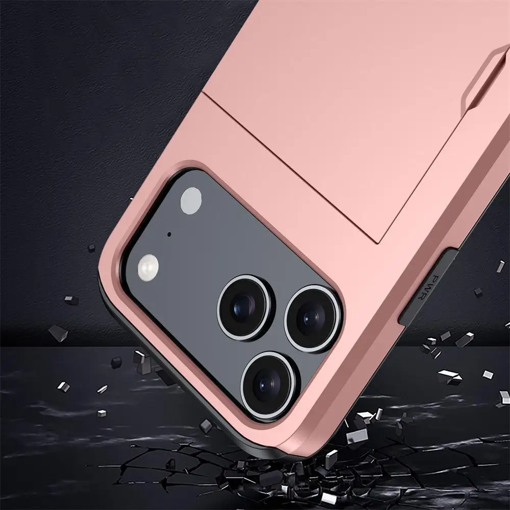 product rubber oil hard phone cases for iphone 17 series  tpupc slide card slot drop resistant shockproof case for iphone 17 max-5