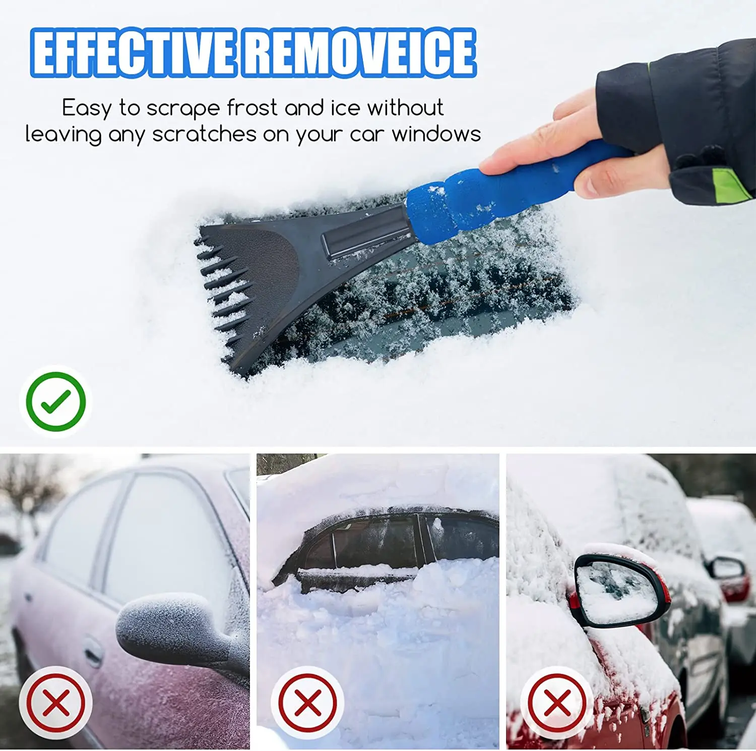 Window snow ice scraper frost removal