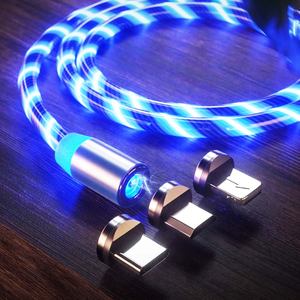 Высокое качество светодиодный мобильного телефона 3 в 1 USB-C Тип C Micro USB с магнитными разъемами C кабель для быстрой зарядки USB Type-C