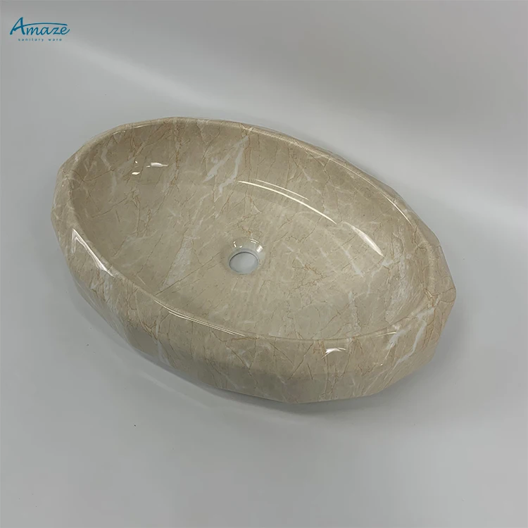 Modern bathroom sanitary wares table top sink marble ceramic countertop hand wash basin factory