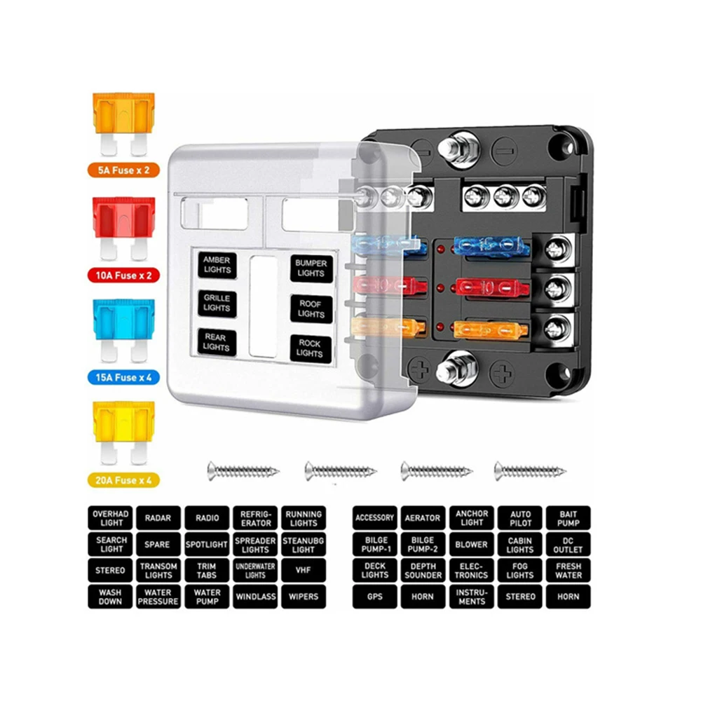 Waterproof Dc Atc/ato Fuse Blade Block Holder 6 Way Car Vehicle