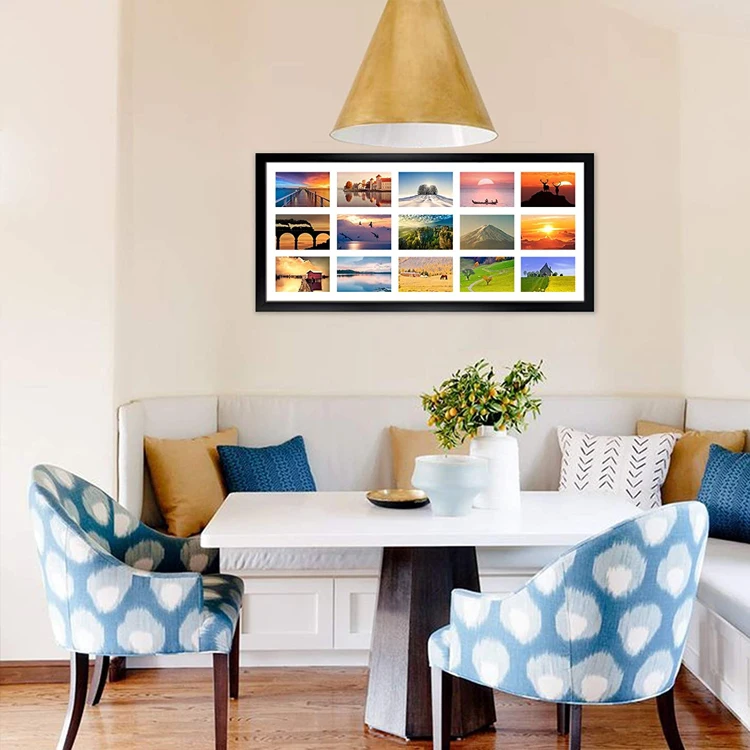 Pack 4x6 Collage Picture Frames with 15 Openings Multi Black Photo Frame with White Mat Displays 4x 6 Pictures