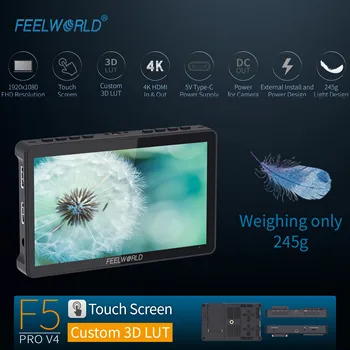 FEELWORLD F5 Pro V4 On-Camera Monitor with Sunshade, Anti-Glare for Outdoor Shooting, Easy Install, Factory Direct Supply detail image